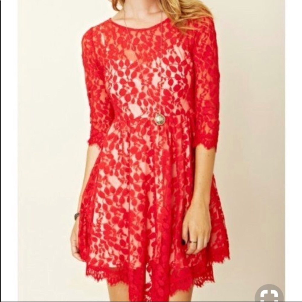 Free People red lace dress